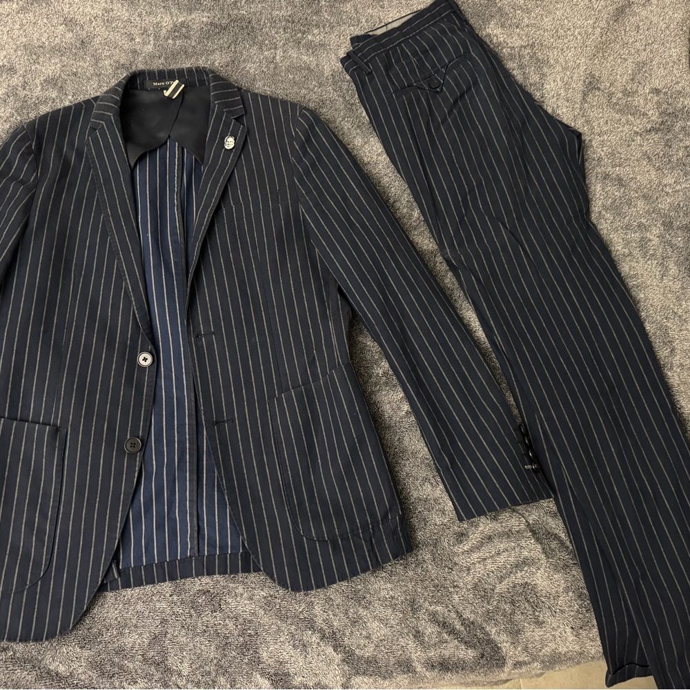 Men's Pinstripe Suit - Dark Blue European Marc O’ Polo brand